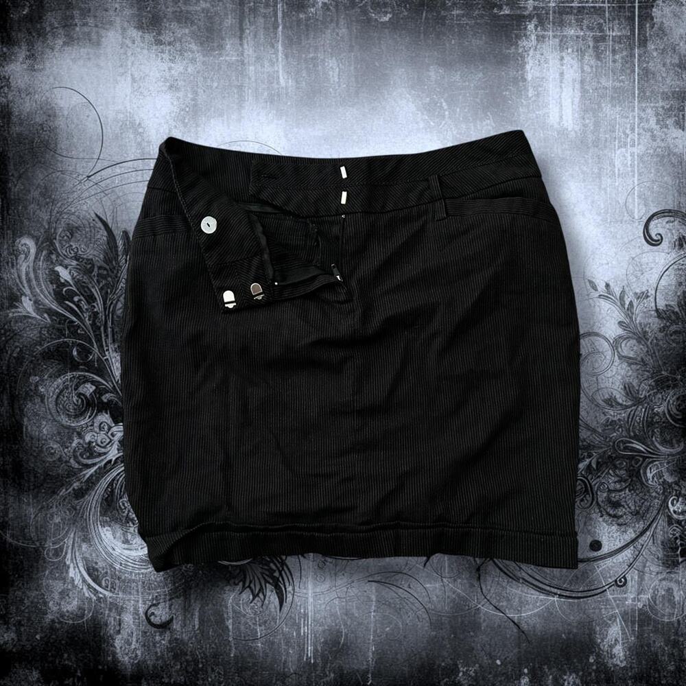 clean black pinstripe PAPAYA office siren core mini skirt